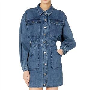 Free People Bo Dress Long Sleeve Denim Mini Button Front Size XS